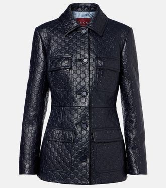 Gucci GG embossed leather jacket