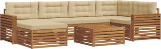 vidaXL Conjunto De Sof&aacute;s De Exterior 7 Uds. Natural Y Beige Vidaxl