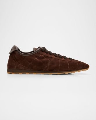 Jacquemus Les Tennis Croc-Embossed Suede Sneakers