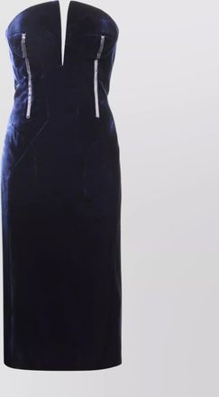 Tom Ford strapless velvet midi dress with structured bodice