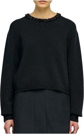Semicouture Maglia Denny - Dames - Ronde hals truien - Zwart - M - Wol - Truien & Vesten