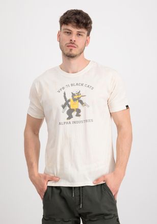 Alpha Industries T-Shirt ALPHA INDUSTRIES Black Cats T-Shirt, Herren, Gr. M, weiss (vintage wei&szlig;), Obermaterial: 100% Baumwolle, Shirts T-Shirt