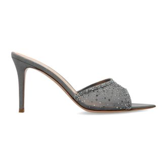 Gianvito Rossi Muiltjes met hak Rania - Dames - Muiltjes - Grijs - 39 EU - Leer - Schoenen