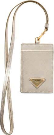 Prada Pasjeshouder van saffiano leer met triangel-logo - Beige