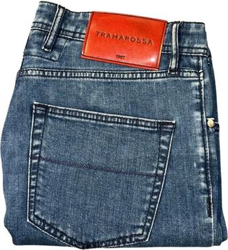 Sartoria Tramarossa Denim shorts met logopatch - Blauw