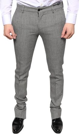 Dolce & Gabbana Mens Gray Check Tartan Wool Skinny Pants Virgin