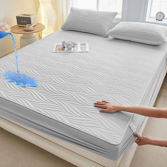 OEM Funda Colch&oacute;n + 2 Almohada, Tpu Impermeable Transpirable, Colchones 28 Cm Grosor, Pasta Jud&iacute;as Rojas Diamante, 200200 Cm + Almohada 4874 Cm