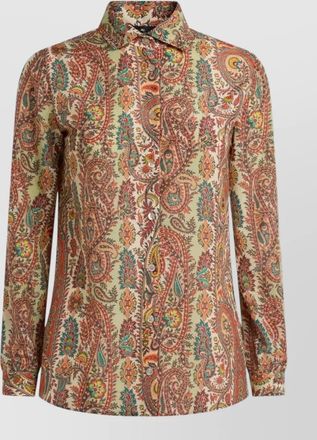 Etro silk blend shirt paisley motif collar