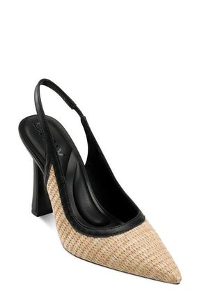 DKNY Cinette Slingback Pointed Toe Pump in Natural/Black at Nordstrom, Size 8.5
