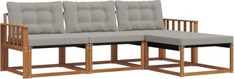 vidaXL Conjunto De Sof&aacute;s De Exterior 4 Uds. Natural Y Gris Claro Vidaxl