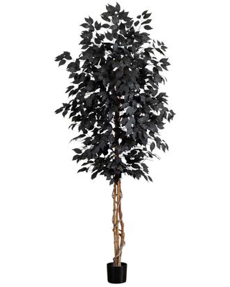 Nearly Natural 7Ft. Artificial Halloween Black Ficus Tree