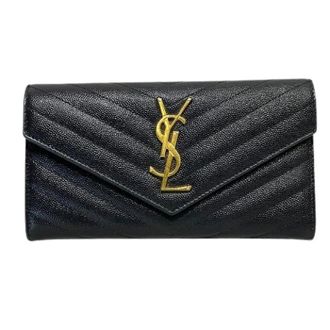 Saint Laurent Pre-owned Wallets, female, Black, Size: ONE SIZE Pre-owned Cassandra Calfskin Long Wallet