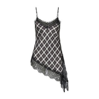 Liu Jo Asymmetrische top met kanten details - Dames - Tops - Zwart - Maat: L Satijn