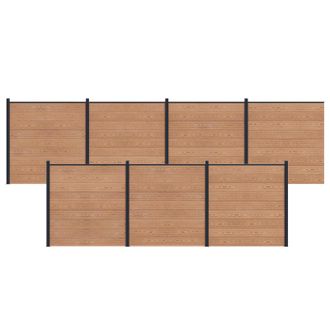 vidaXL Panel De Valla 7 Pcs Wpc Y Aluminio Marr&oacute;n Vidaxl