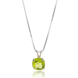 MAX + STONE 925 Sterling Silver or 14k Gold 8mm Cushion Cut Gemstone Pendent Necklace
