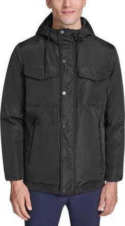 Kenneth Cole Hooded Utility Pocket Jacket in Black at Nordstrom Rack, Size Xx-Large