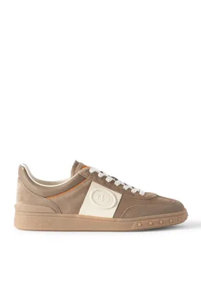 Valentino Garavani Upvillage Leather-Trimmed Suede Sneakers