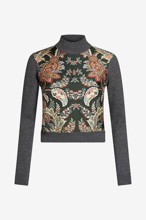 Etro Materialmix-Pullover mit Trichterkragen Paisley Florals