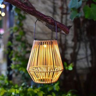OEM L&aacute;mpara Solar De Exterior De Rat&aacute;n Y Bamb&uacute;, Farol Colgante Chino De Estilo Retro, Decoraci&oacute;n Para Balc&oacute;n, Luz Nocturna Ambiental (farol Solar De Rat&aacute;n