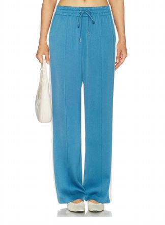 SIMKHAI Nolan Satin Side Striped Pant In Washed Indigo