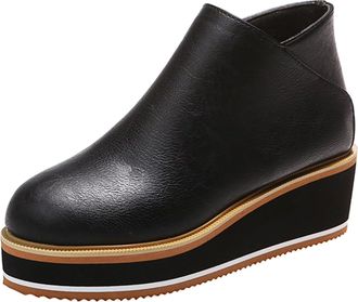 Generic Plus Size Platform Boots with Thick Sole, Short Womens Boots with Round Toe, Side Zip, Plain Colour, Casual Boots in International Style, Seasonal Sho