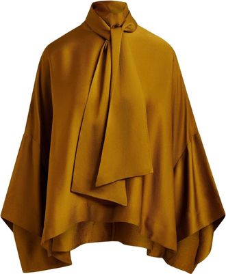 Essentiel Blusa con collo lavallière - Marrone