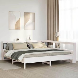 Berkfield Home Bookcase Bed without Mattress White 180x200 cm Solid Wood Pine | Size: Super King