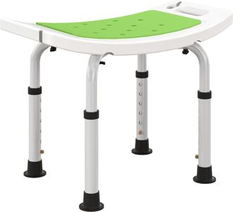 HOMCOM Adjust Aluminium Bath Stool Spa Shower Chair Non-Slip W/ Shower Hole | TJ Hughes