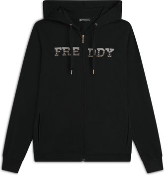 Freddy Felpa comfort grafica dorata con zip e cappuccio