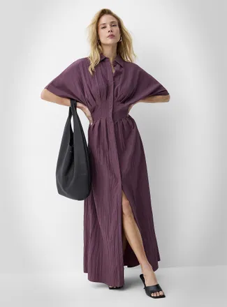 Icone Womens Maxi pleated cinched dress