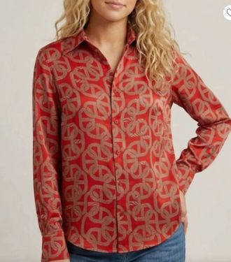 Astrid Link Button Down Top In Red