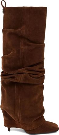 The Attico 105mm Rea square toe boots - women - Suede/Leather/Leather - 39 - Brown