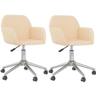 vidaXL Sillas De Comedor Giratorias 2 Unidades Tela Color Crema Vidaxl
