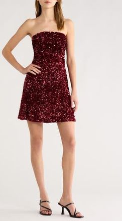 All in Favor Strapless Sequin Minidress in Wine at Nordstrom Rack, Size X-Large