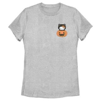 Hello Kitty Womens Hello Kitty Halloween Pumpkin and Kitty Pocket Graphic T-Shirt in Athletic Heather at Nordstrom, Size X-Large