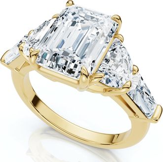 Pompeii3 Certified 4 1/2Ct Tessa Emerald Engagement Ring 14k Gold Lab Grown