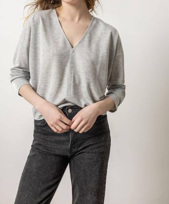 Lilla P Sparkle Double V Top In Heather Sparkle