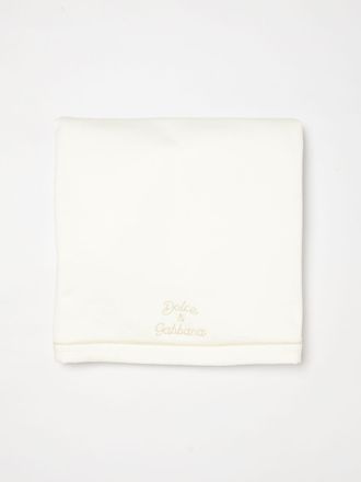 Dolce & Gabbana Copertina da culla in lino e cotone con logo ricamato