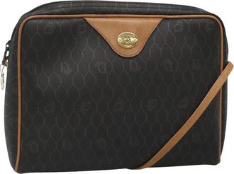 Dior Honeycomb Black Canvas Shoulder Bag (Pre-Owned)