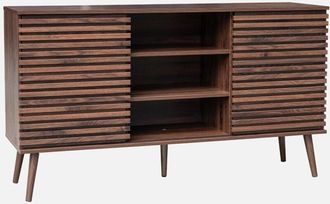 Sweeek Sweeek - Aparador escandinavo de madera con 2 puertas, 140cm, Madere, Madera de nogal, 140x39x79 cm