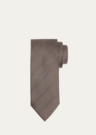 Ermenegildo Zegna Mens Wool and Silk Herringbone Tie