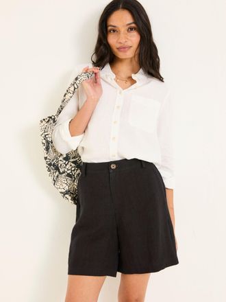 Fat Face FatFace Nell Black Linen Shorts