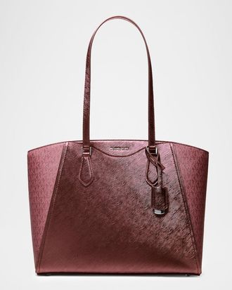 Michael Kors Taryn Large Metallic Leather Tote Bag