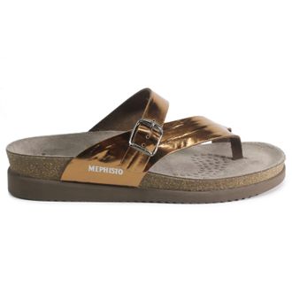Mephisto Mephisto Helen Metallic Leather Womens Hook and Loop Sandals - Walnut - Size:UK 7.5