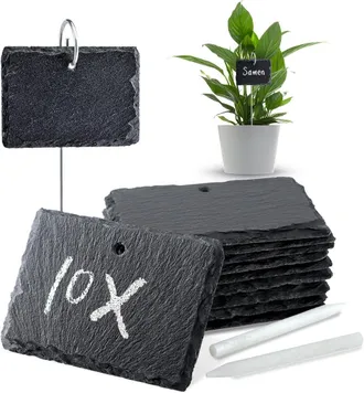 OEM [mai Usato]set Di 10 Etichette Per Piante In Ardesia E Lavagna, Marcatori Per Piante Da Giardino, Etichette Per Erbe Aromatiche, Accessori Per Serre M