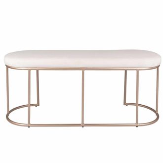 Maisons du monde Banco blanco y hierro forjado dorado