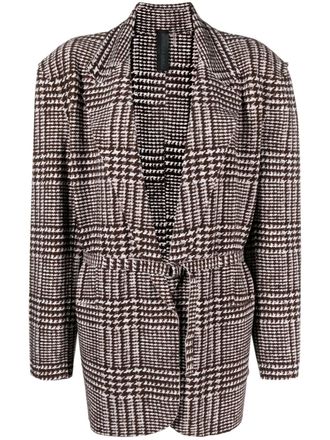 Norma Kamali Blazer Glenn Plaid Tweed monopetto - Marrone