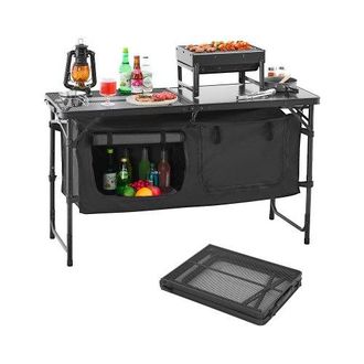 OEM Mesa De Cocina Plegable Port&aacute;til Para Acampar, 3 Alturas Ajustables, De Aluminio, Con Organizador De Almacenamiento, Asa De Transporte, Para Barbacoa,
