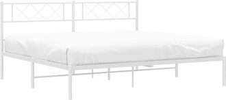 vidaXL Metal Bed Frame without Mattress with Headboard White 160x200cm Vidaxl