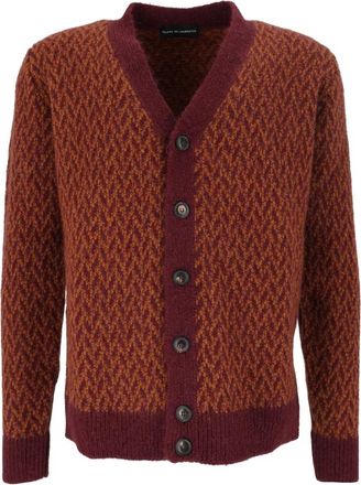 FILIPPO DE LAURENTIIS Cardigan Bott. Ml - Heren - Vesten - Bruin - XL - Wol - Truien & Vesten